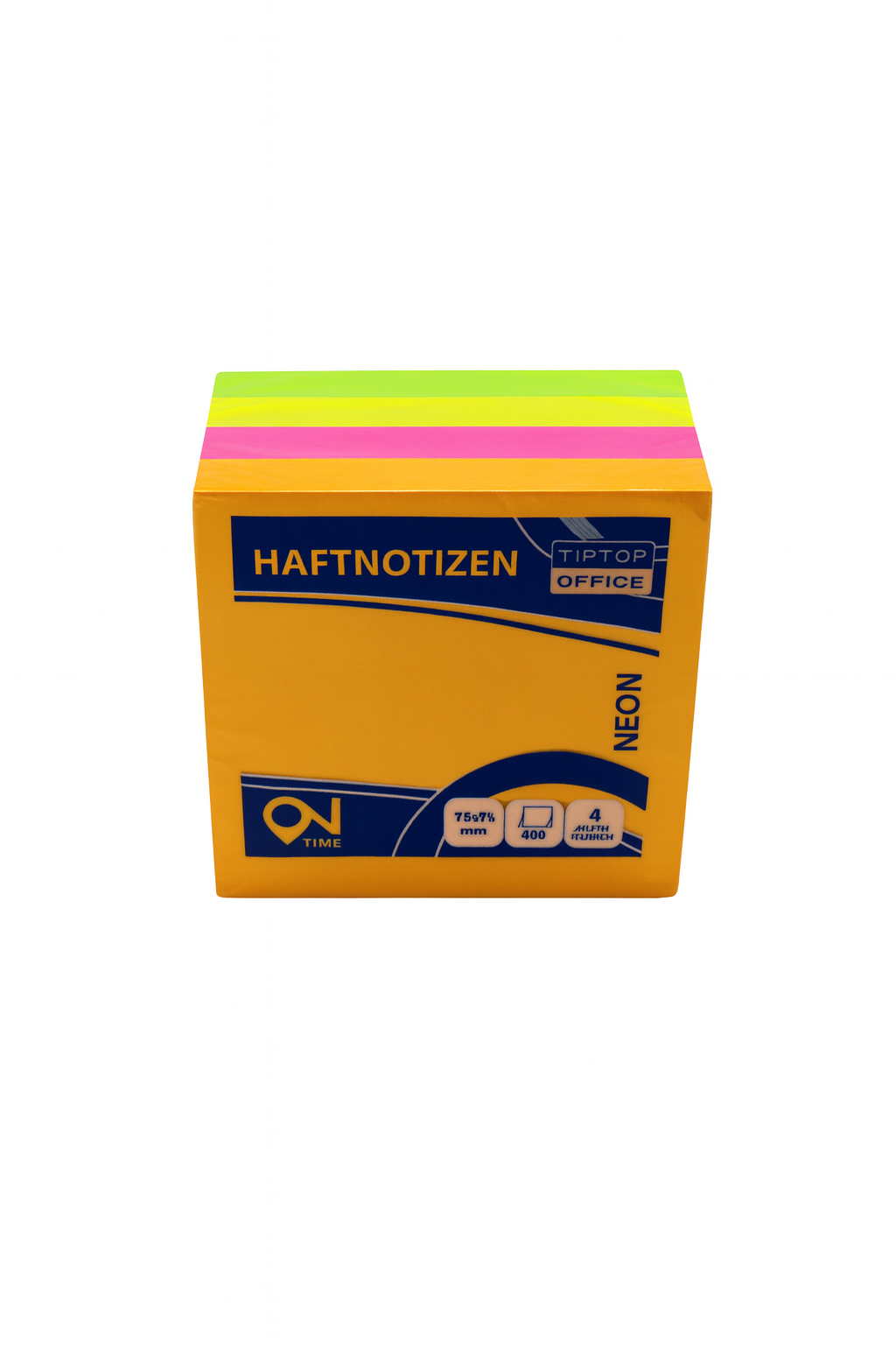 Haftnotizen TipTop-Office, neon 75 x 75mm, selbstklebend, 400 Blatt