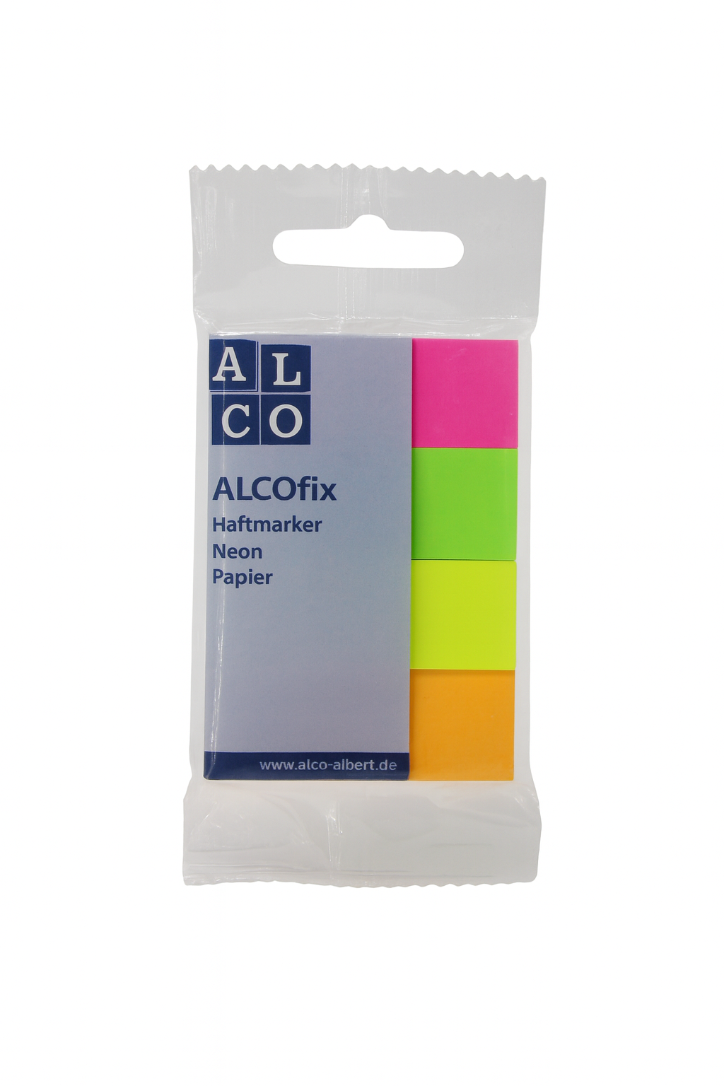 Haftmarker Alco, fix Papier, beschriftbar, 4 x 50 Streifen, Neonfarben