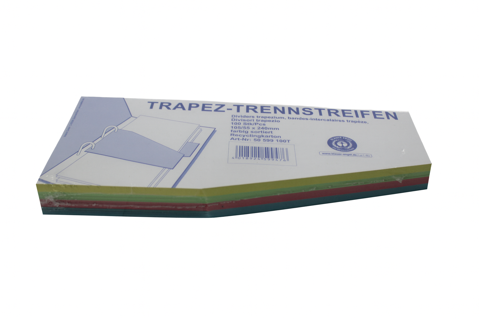 Trennstreifen Wekre Trapez, farbig sortiert 190g/m² Karton, 24 x 10,5 cm, 100 Stück