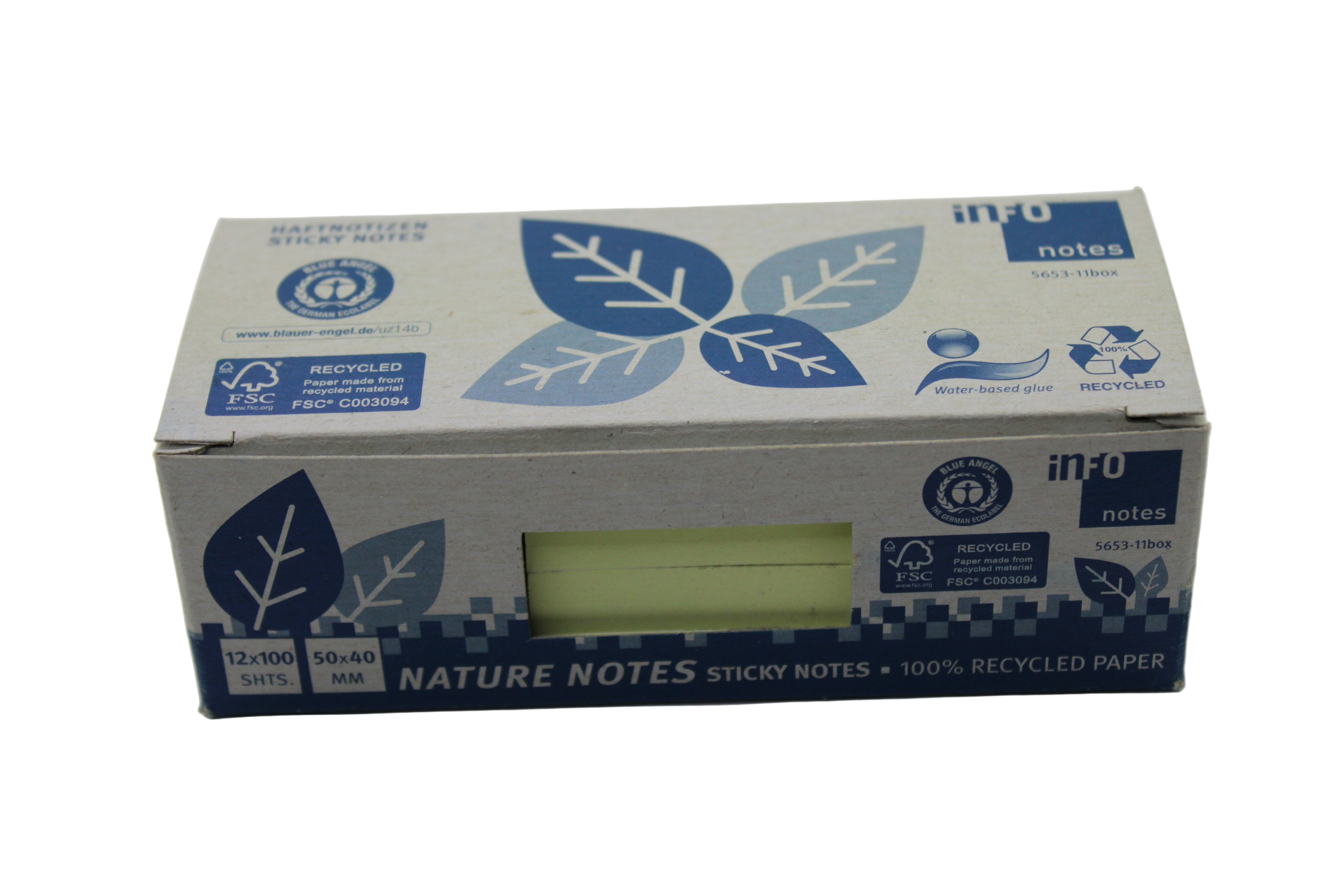 Haftnotizen Info Nature Notes, gelb, 50 x 40mm, selbstklebend, 12x 100 Blatt