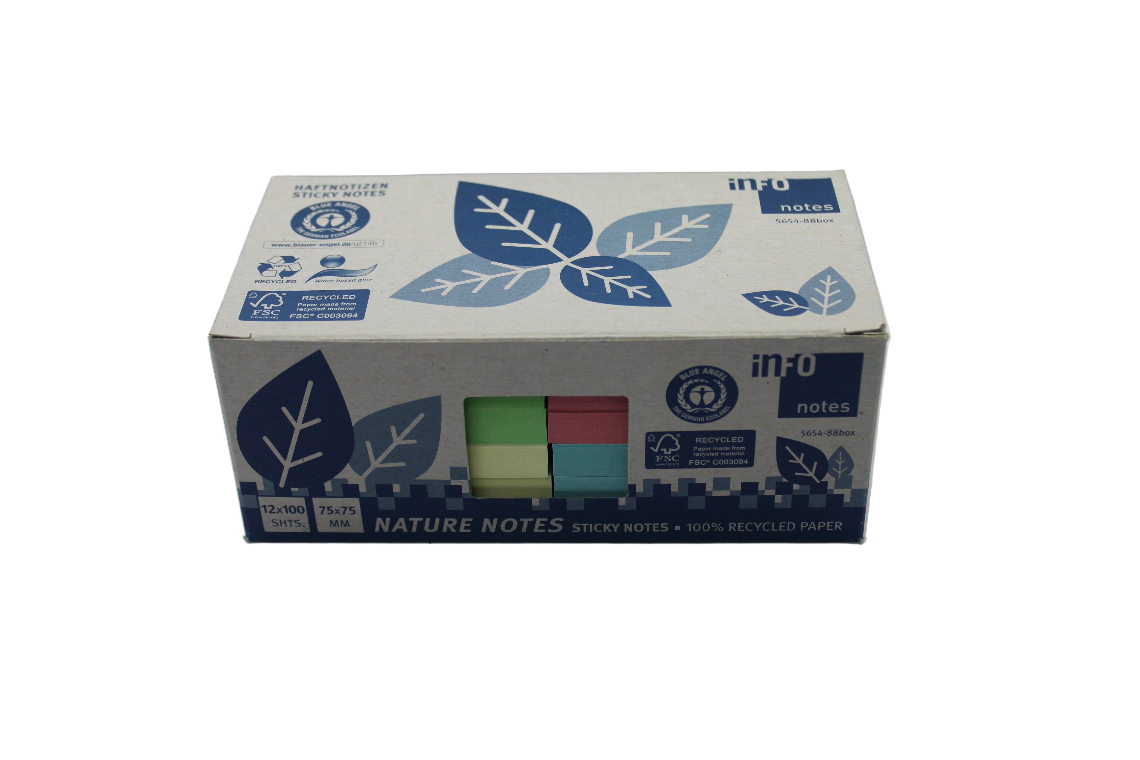Haftnotizen Info Nature Notes, pastell, 75 x 75mm, selbstklebend, 12x 100 Blatt