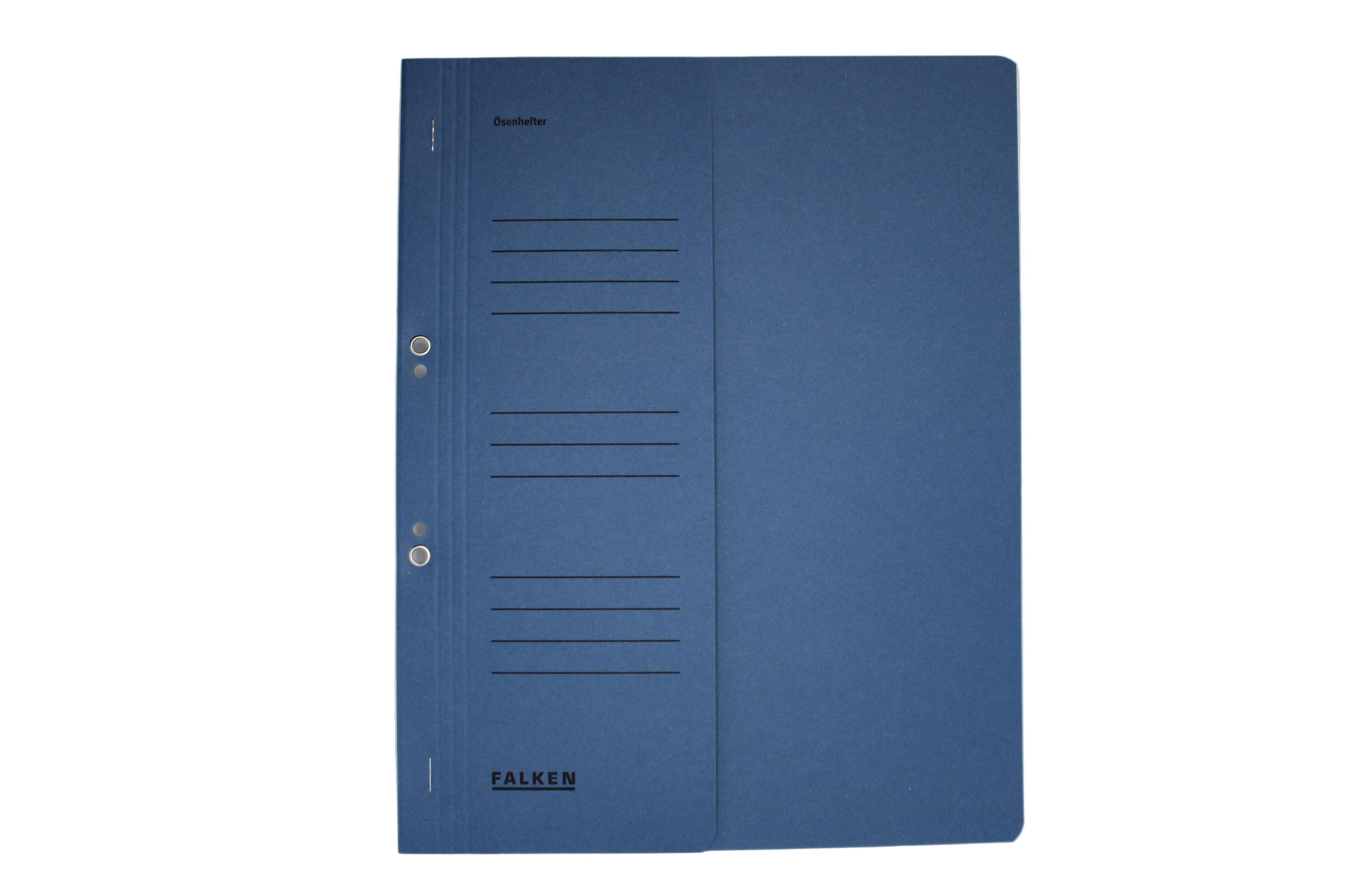 Falken Ösenhefter, A4, blau, halber Vorderdeckel, aus Recycling-Karton