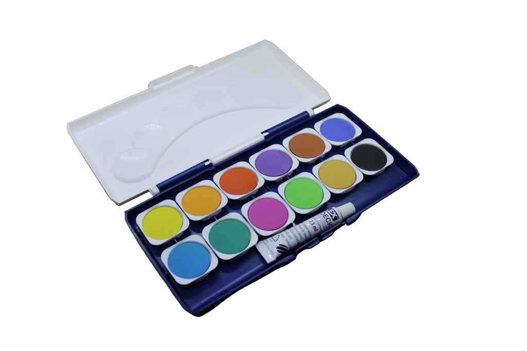 Schulfarbkasten Stylex, 1 Deckweiß und 12 Farben