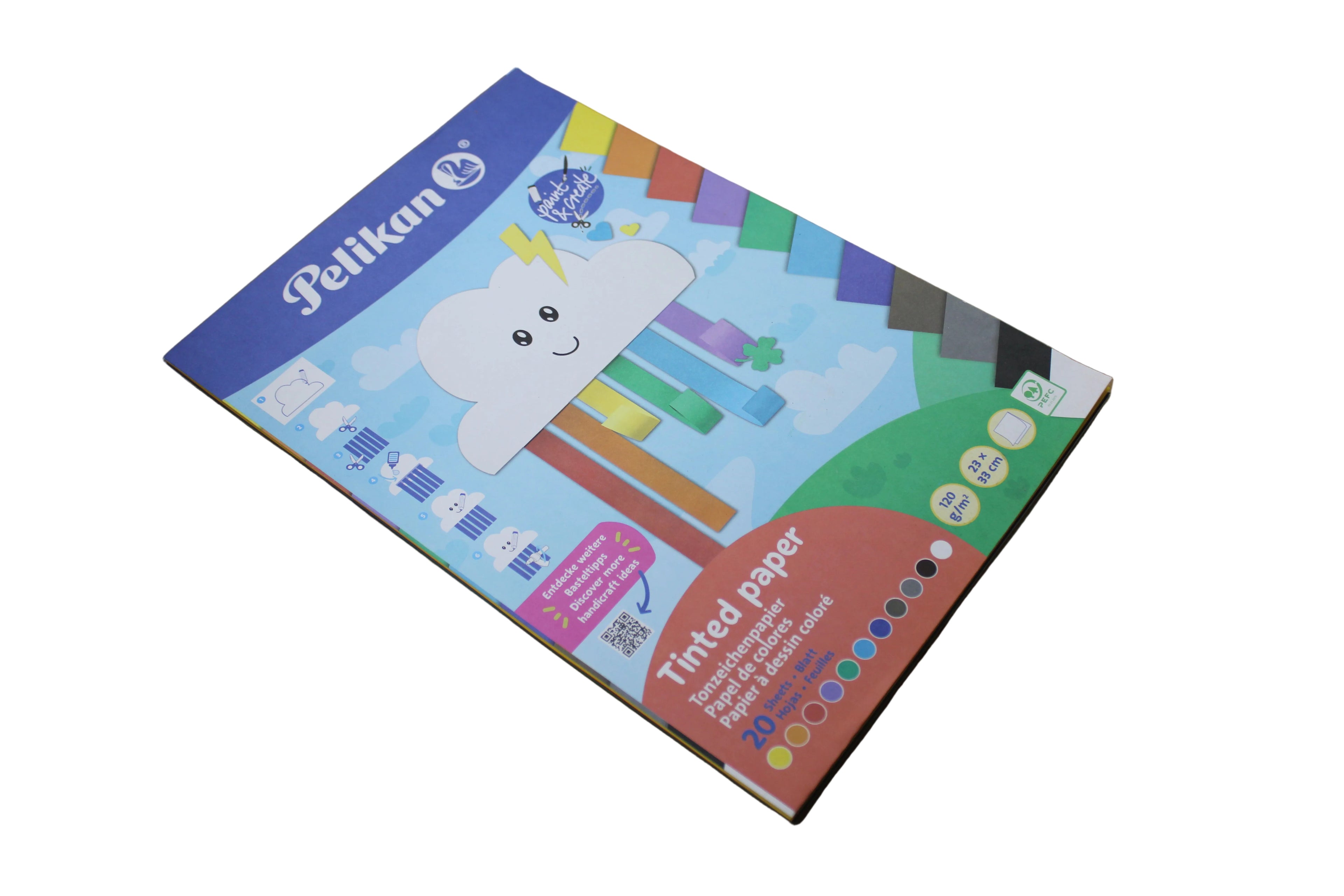 Pelikan Tonpapier Rainbow, 23 x 33cm, 11 Farben, 120g/m², 20 Blatt