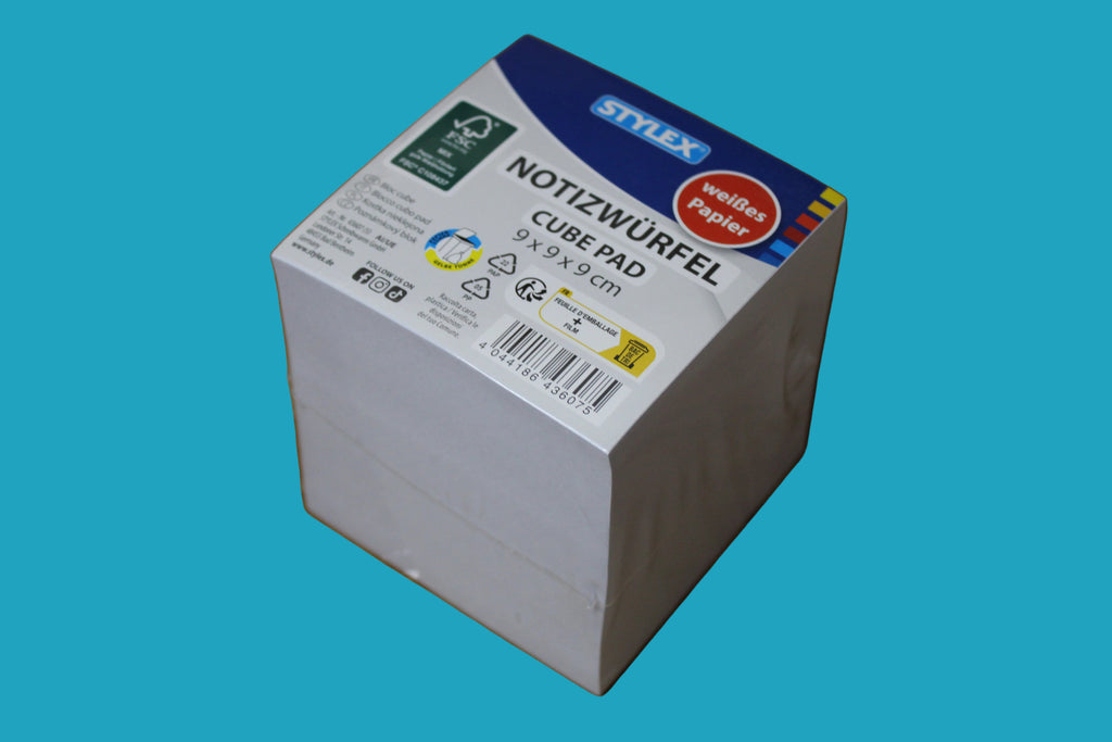 Stylex Notizwürfel, 9x9x9cm, weiß, ca. 1000 Blatt, geleimt, 43607
