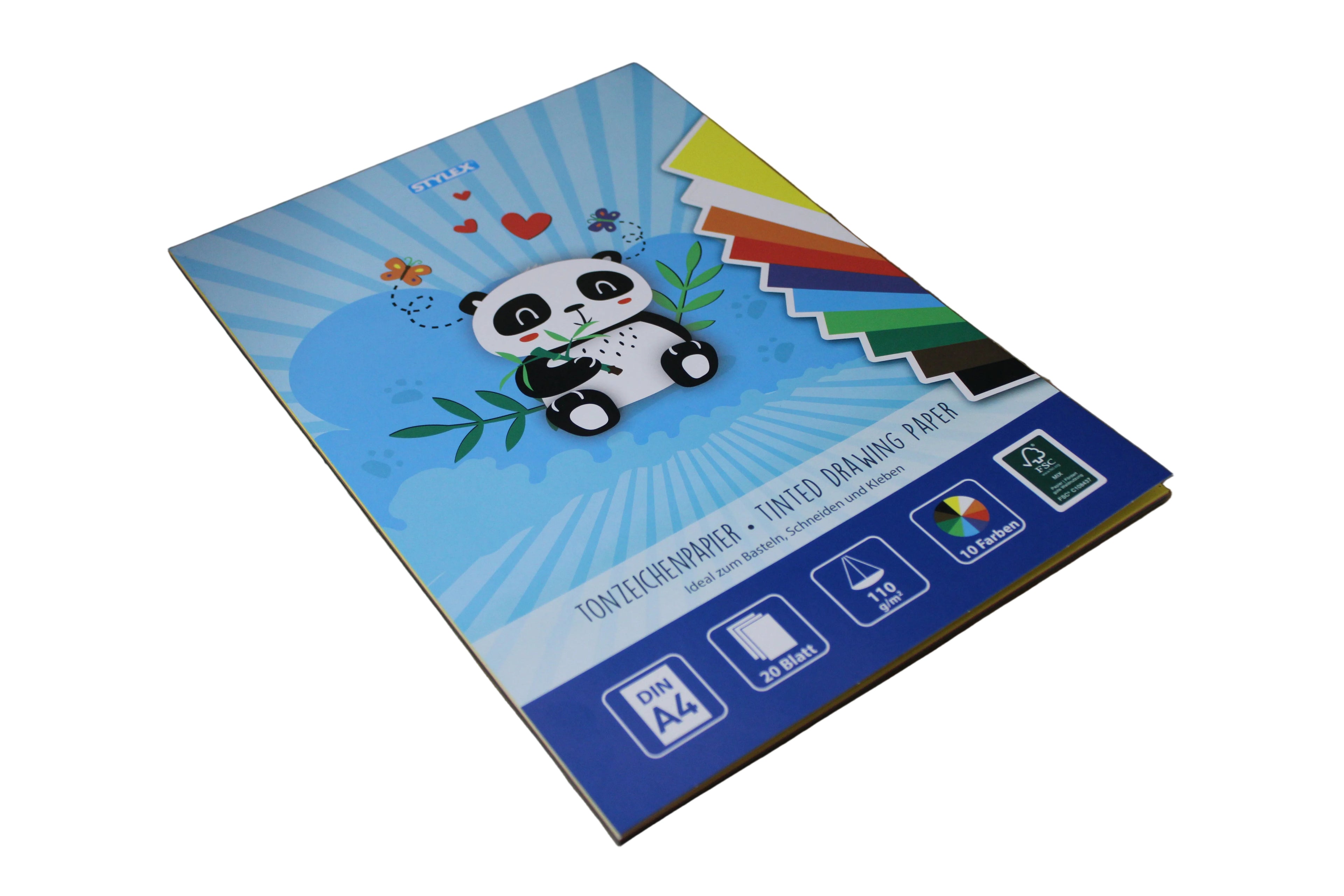 Stylex Tonzeichenpapier, A4, 110g/m2, 10 Farben, 20 Blatt, 46723