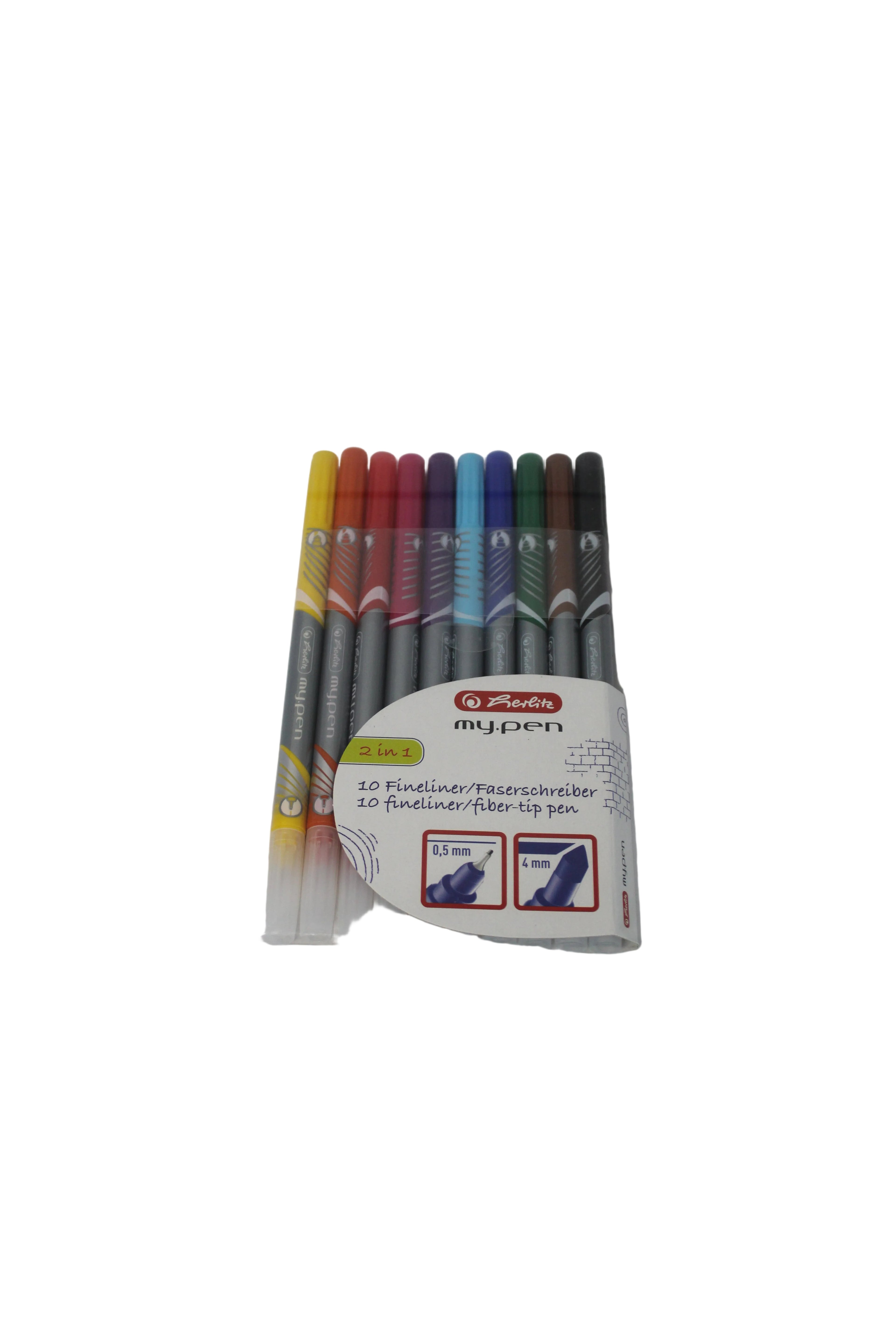 Herlitz Fineliner my.pen, 2 in 1, 2 Spitzen, 0,5 u. 4mm, 10 Stück, 11367232