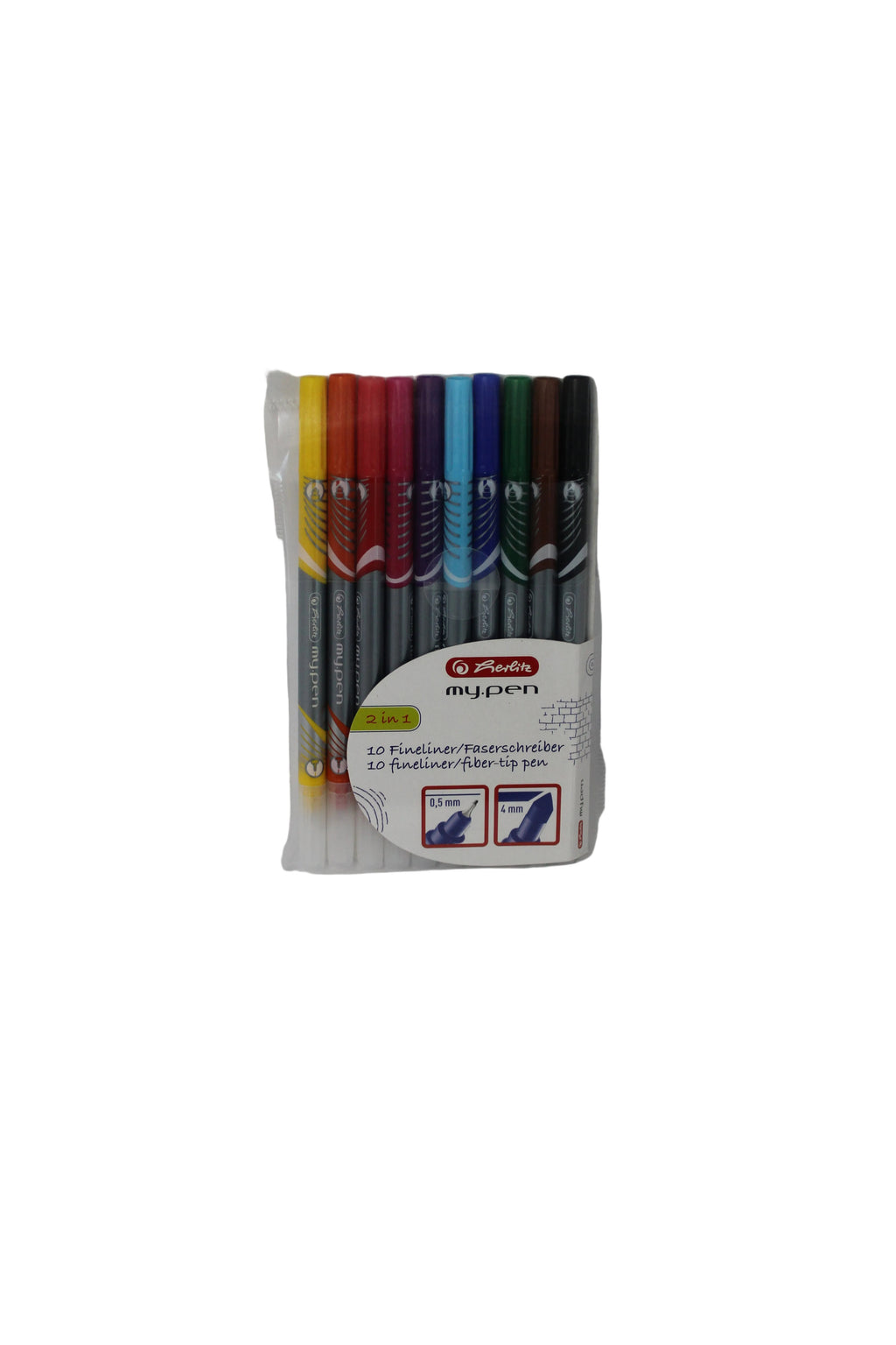 Herlitz Fineliner my.pen, 2 in 1, 2 Spitzen, 0,5 u. 4mm, 10 Stück, 11367232