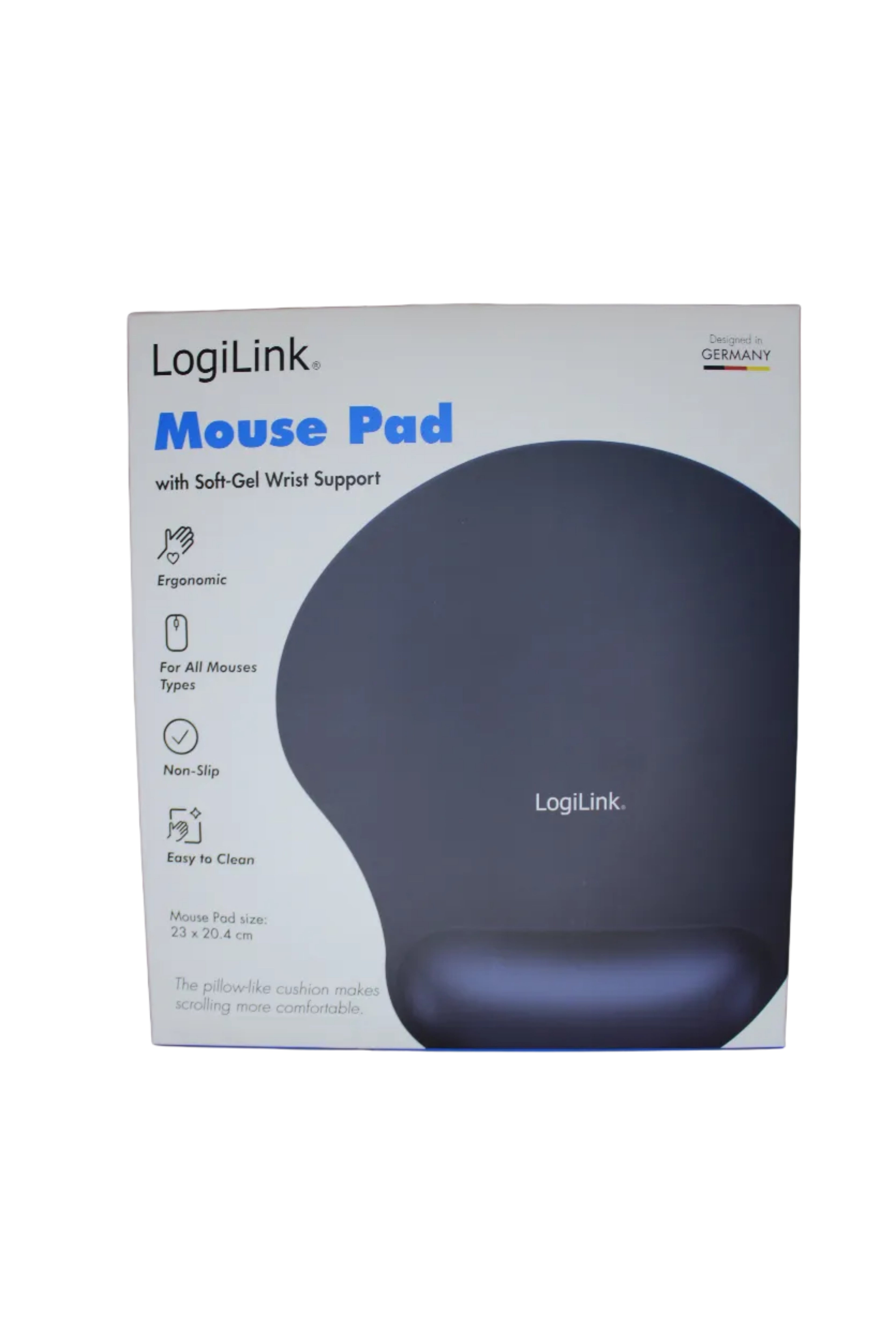 LogiLink Mauspad Gel Mouse Pad, blau, 23 x 20,4 x 2 cm, Stoff, Gel-Handgelenkauflage, ID0027B