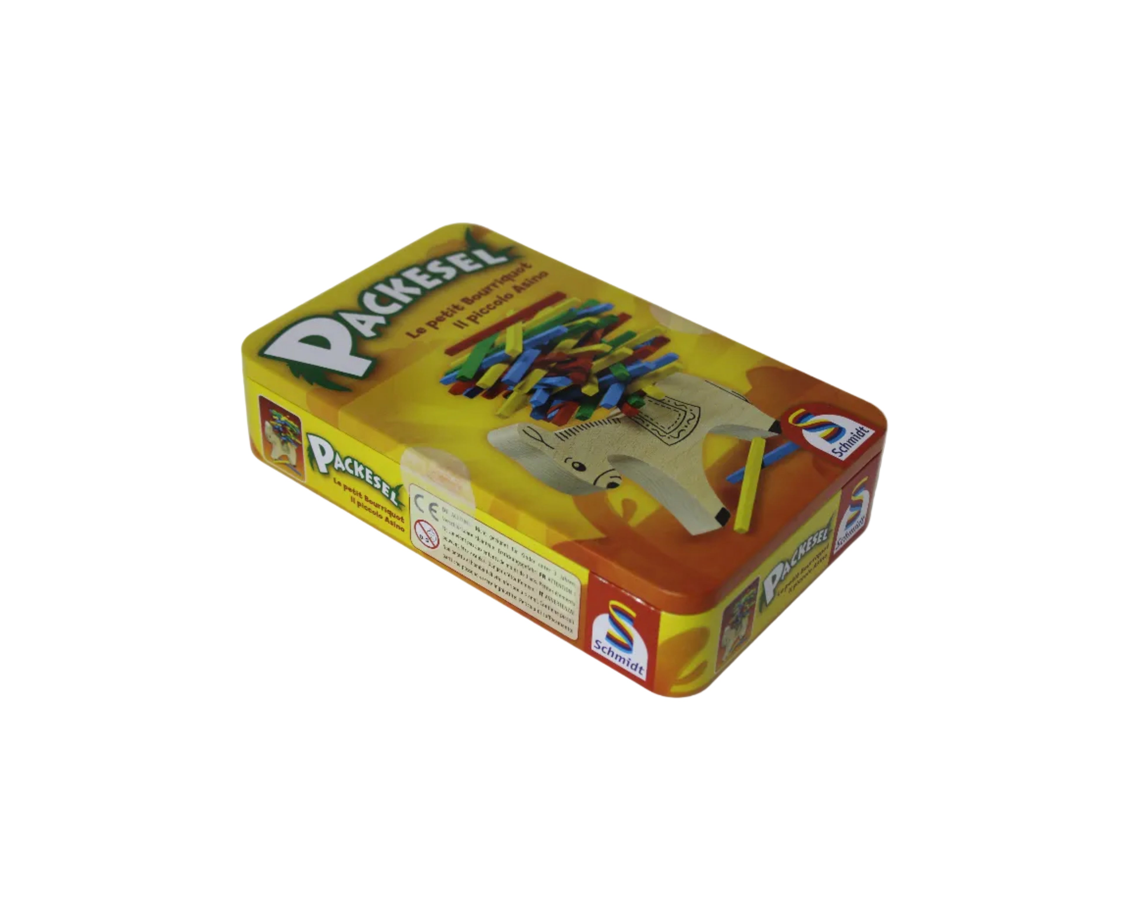 Schmidt-Spiele Geschicklichkeitsspiel Packesel, für 2-4 Spieler, aus Holz, Metalldose, ab 5 Jahre, 51235