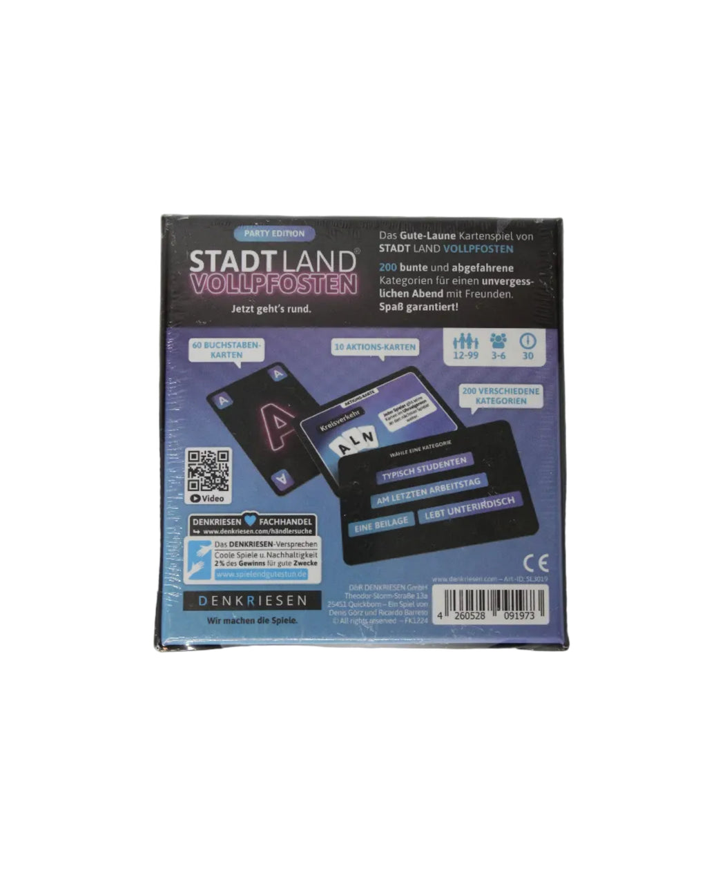 Denkriesen Kartenspiel Stadt Land Vollpfosten, Party Edition, 3-6 Spieler, ab 12 Jahre, SL3019