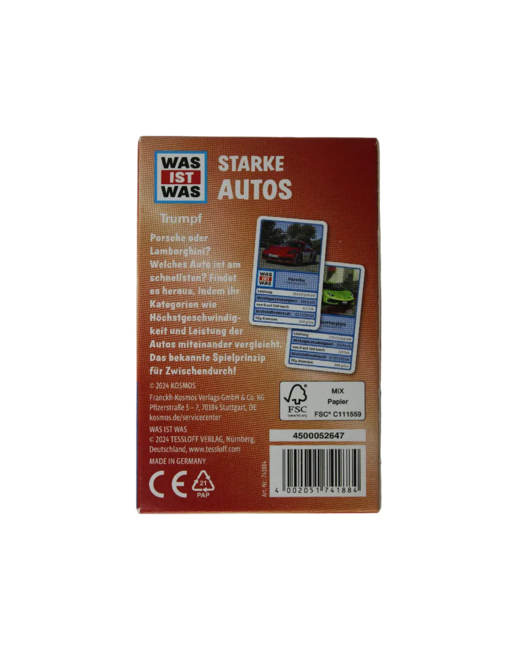 Kosmos Kartenspiel, WAS IST WAS Starke Autos, 2-4 Spieler, ab 8 Jahre, 741884