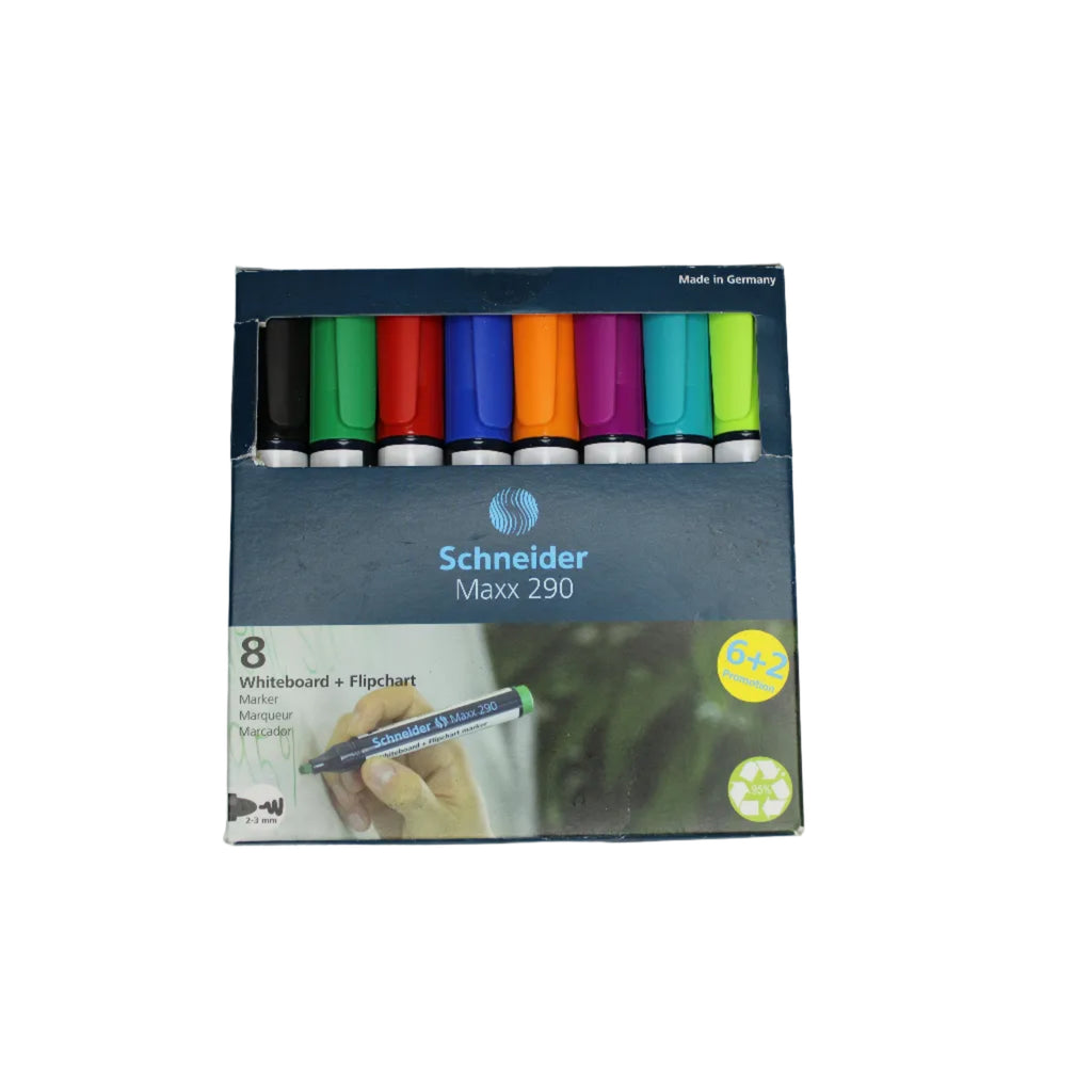 Schneider Whiteboardmarker Maxx 290, abwischbar, Rundspitze, Strichbreite 2-3mm, 8 Stück