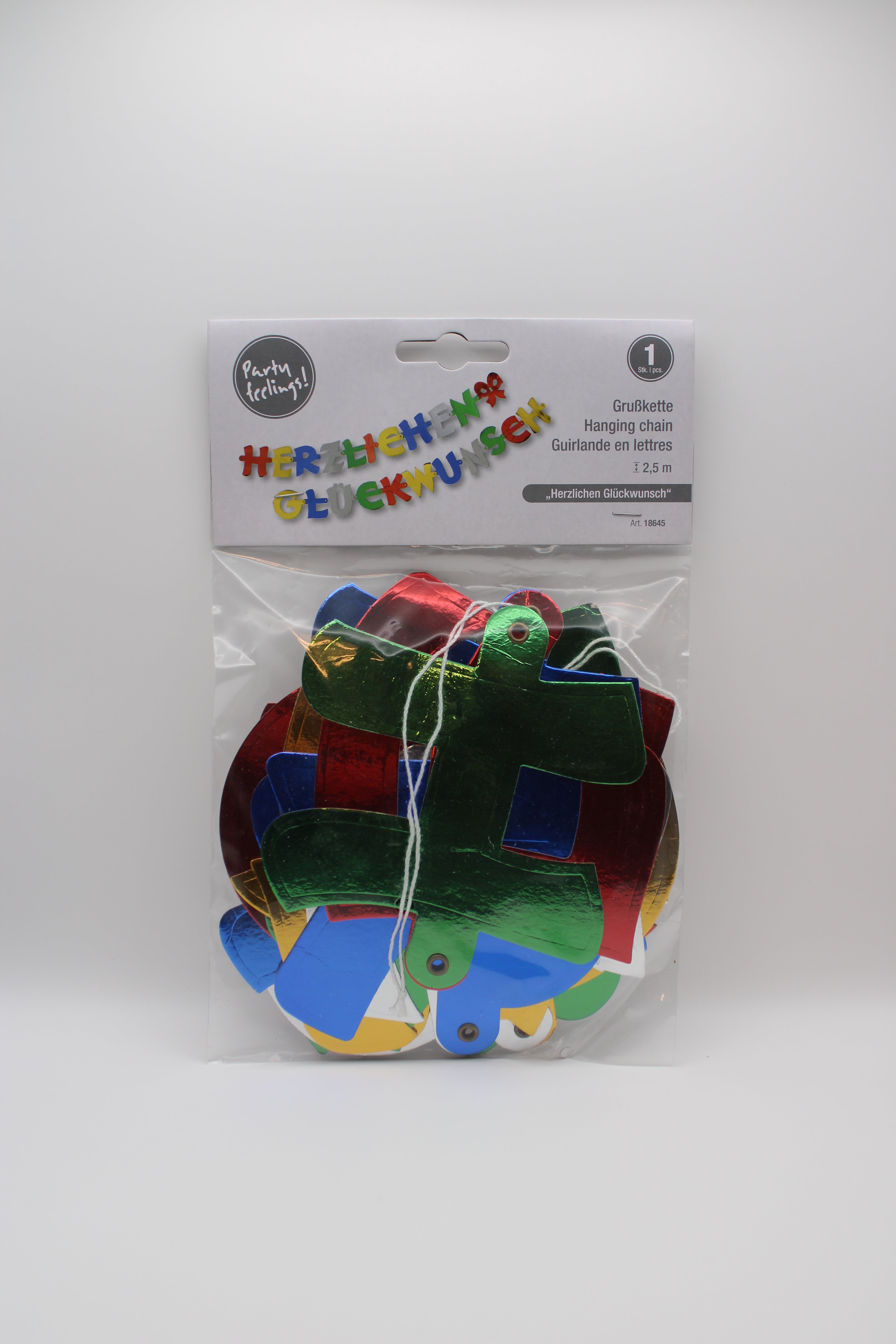 Herzlichen Glückwunsch Girlande, Papstar , 2,5m, bunt, Pappe, 18645