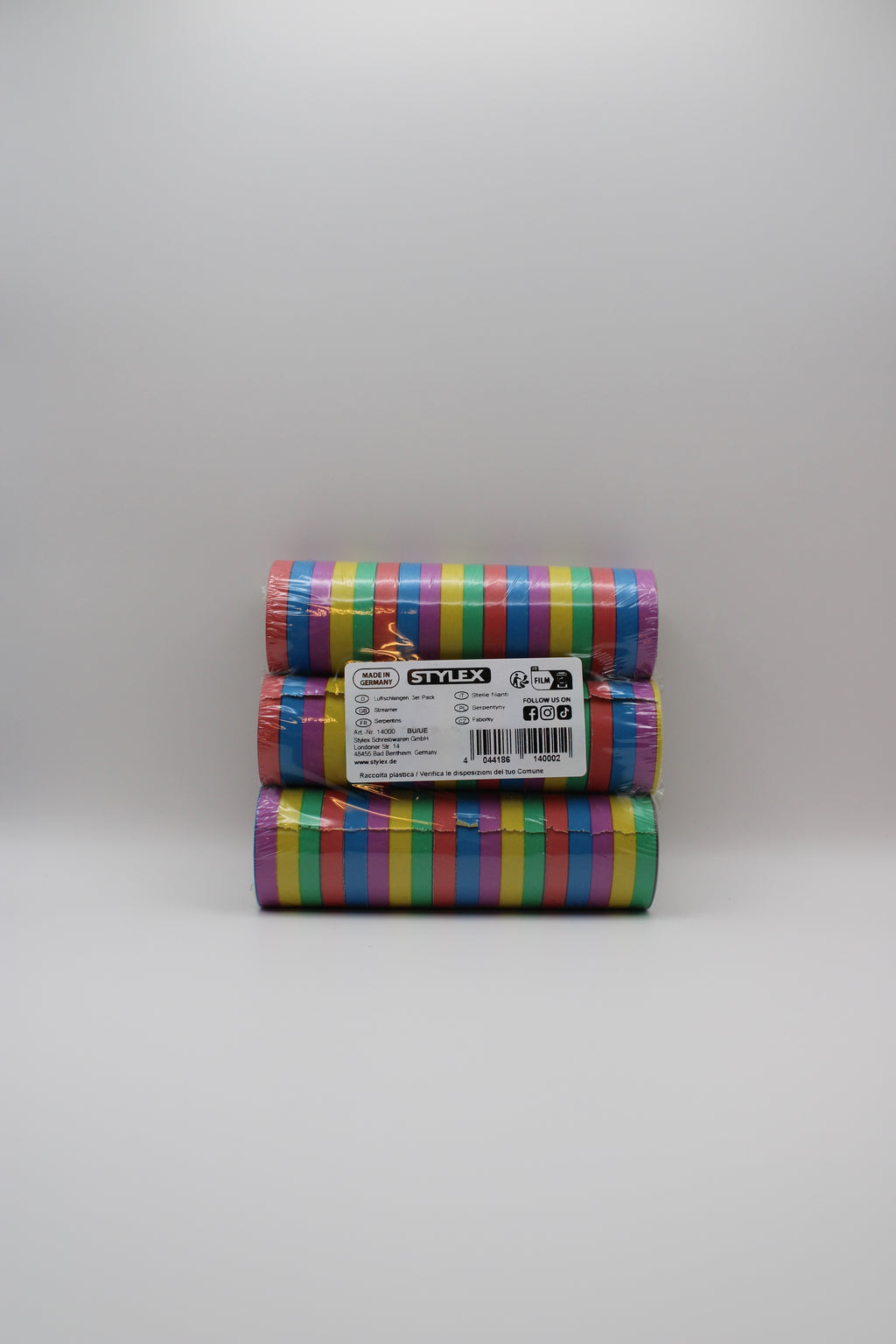 Luftschlangen Stylex, bunt, 4 m, 3 Rollen, 14000