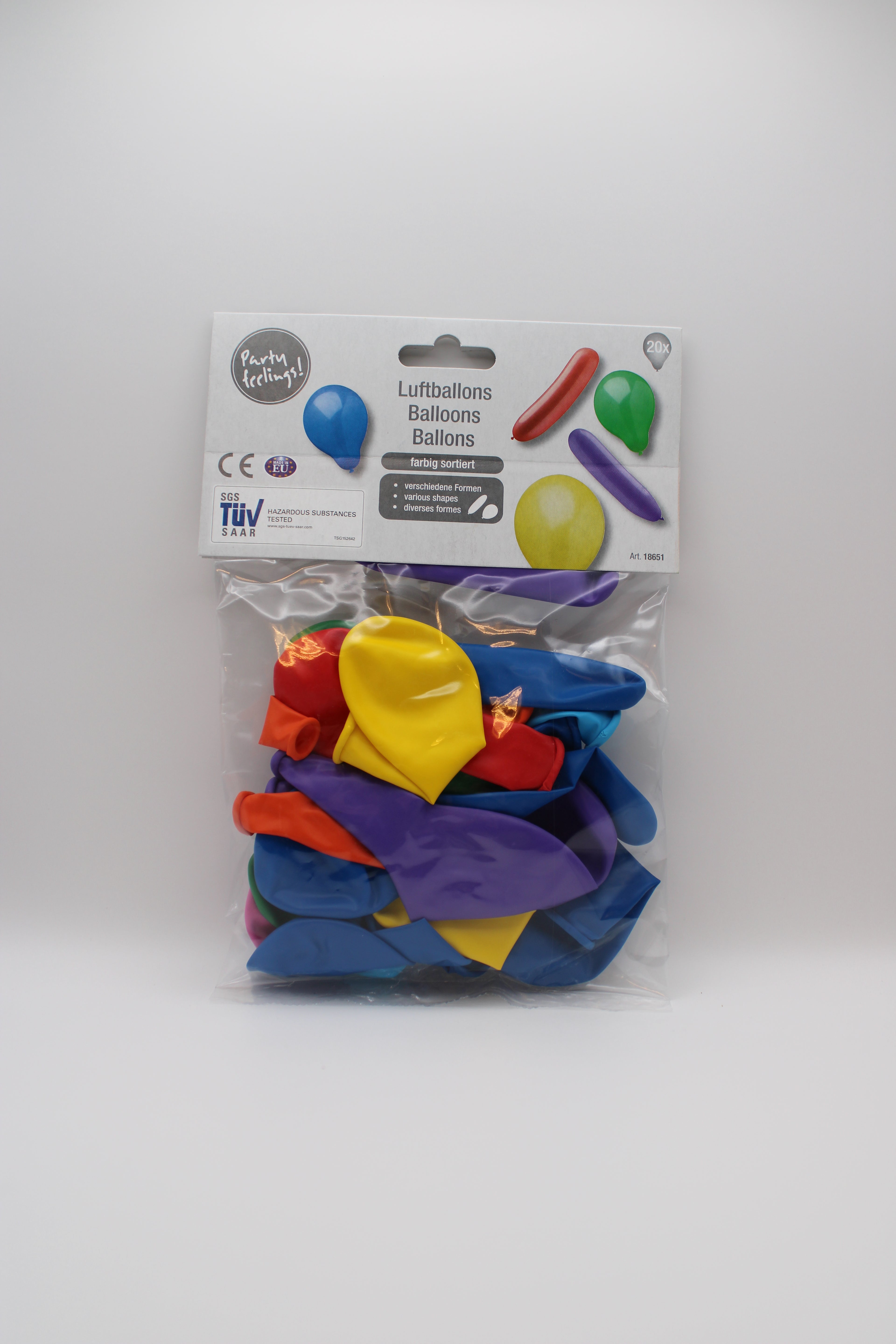 Luftballons Papstar, verschiedene Größen und Formen, farbig sortiert, 20 Stück, 18651