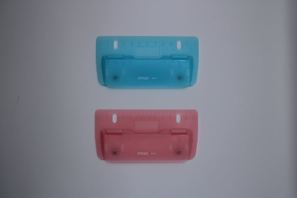 Taschenlocher Stylex, 3 Blatt, farbig sortiert, Kunststoff, 2- fach Lochung, 42662