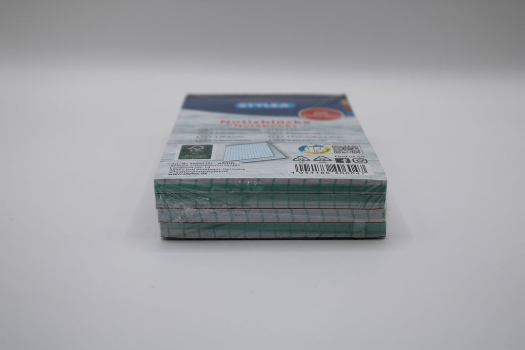 Notizblock Stylex, Notebooks, DIN A7, 70 g/m², weiß, kariert, 4. Stück, FSC-zertifiziertes Papier, Pro Block 60 Blatt, Mit Kopfleimung und Perforation, 40604