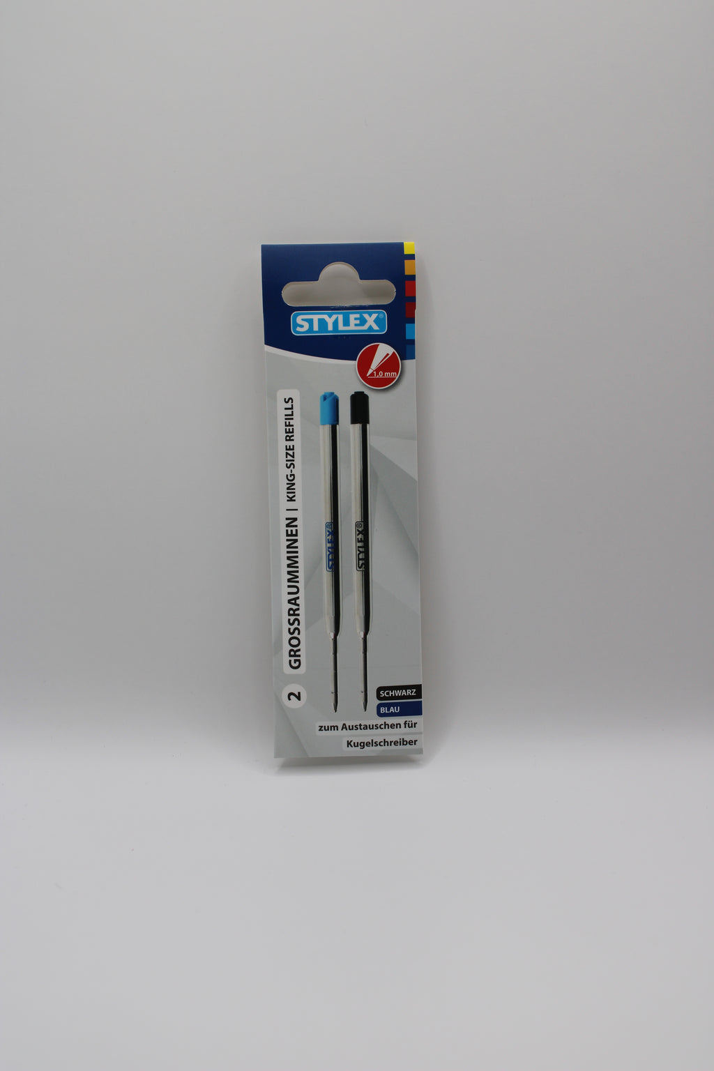 Grossraumminen Stylex, King-Size Refills, 2. Stück, Tinte: 1x blau- und 1x schwarz, Strichstärke: 1 mm, für Kugelschreiber, 30500