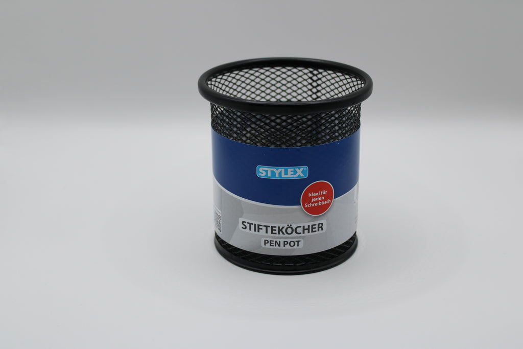 Stifteköcher Stylex, rund, Ø 90 x 95 mm, aus Drahtmetall, Schwarz, 24100