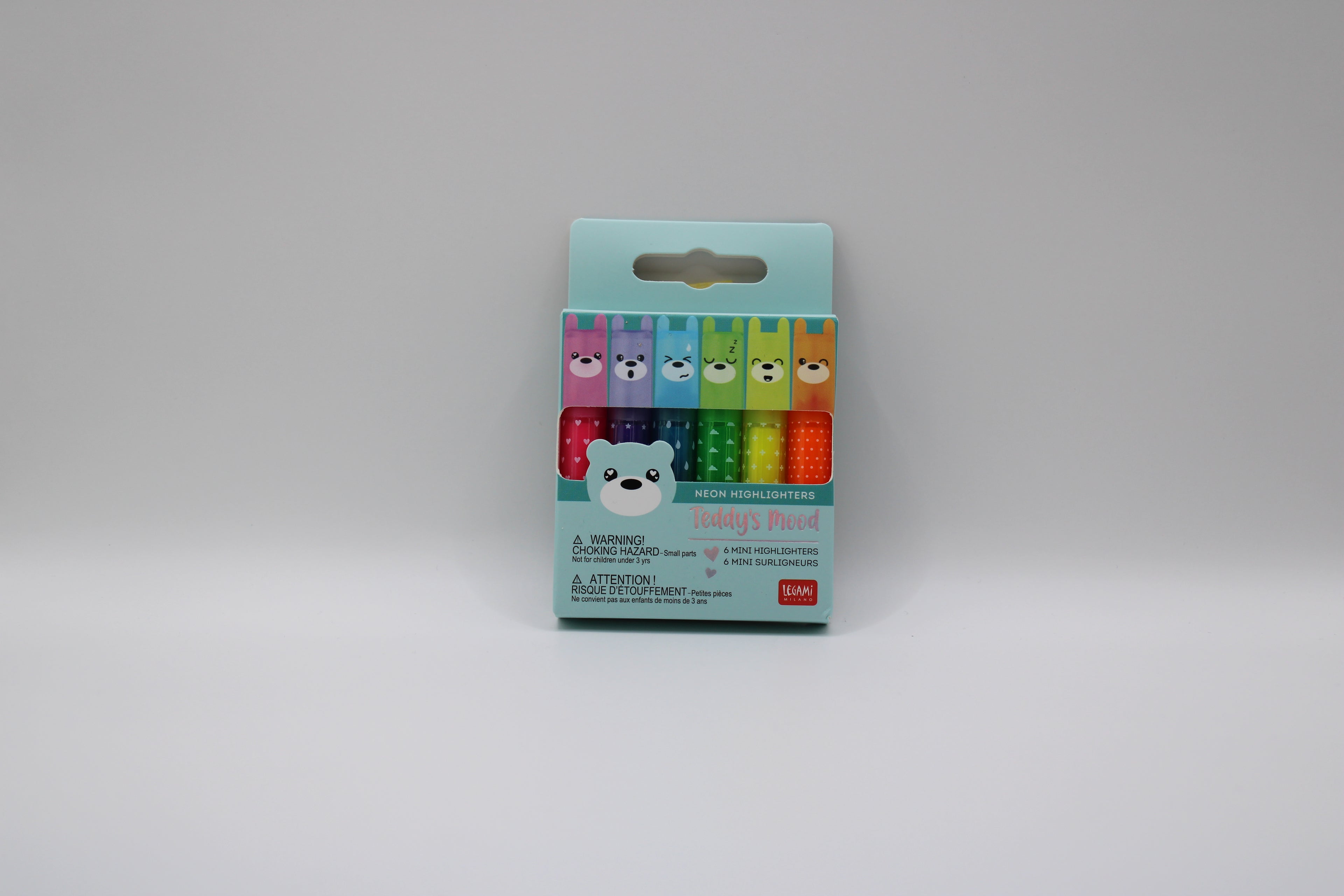 Legami Textmarker Teddys Mood, 6 Stück, Bunt gemischt, Strichbreite 1 - 3mm