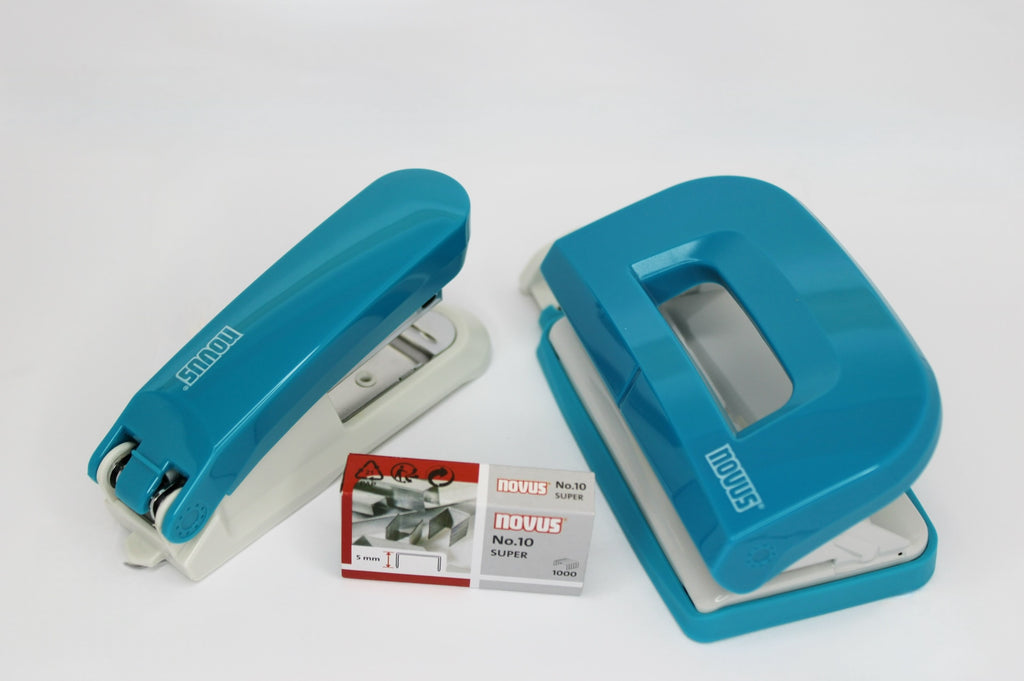 Heftgerät Novus Twinset E15/E210, Set, Heftleistung 15 Blatt, petrol, 3-teilig