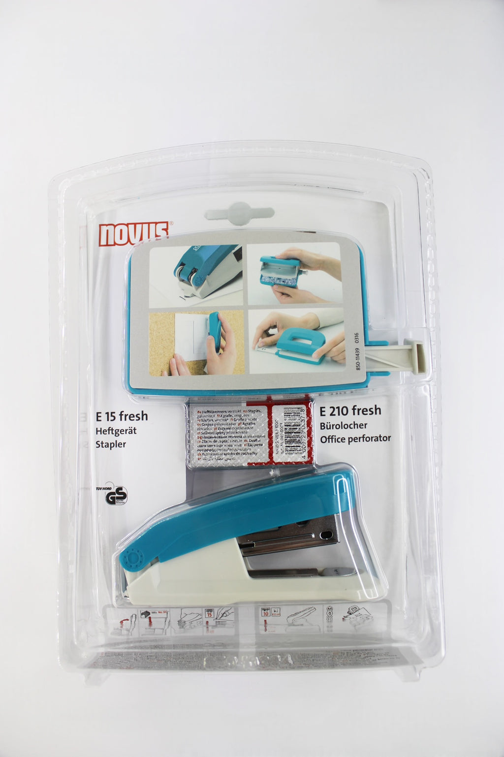 Heftgerät Novus Twinset E15/E210, Set, Heftleistung 15 Blatt, petrol, 3-teilig
