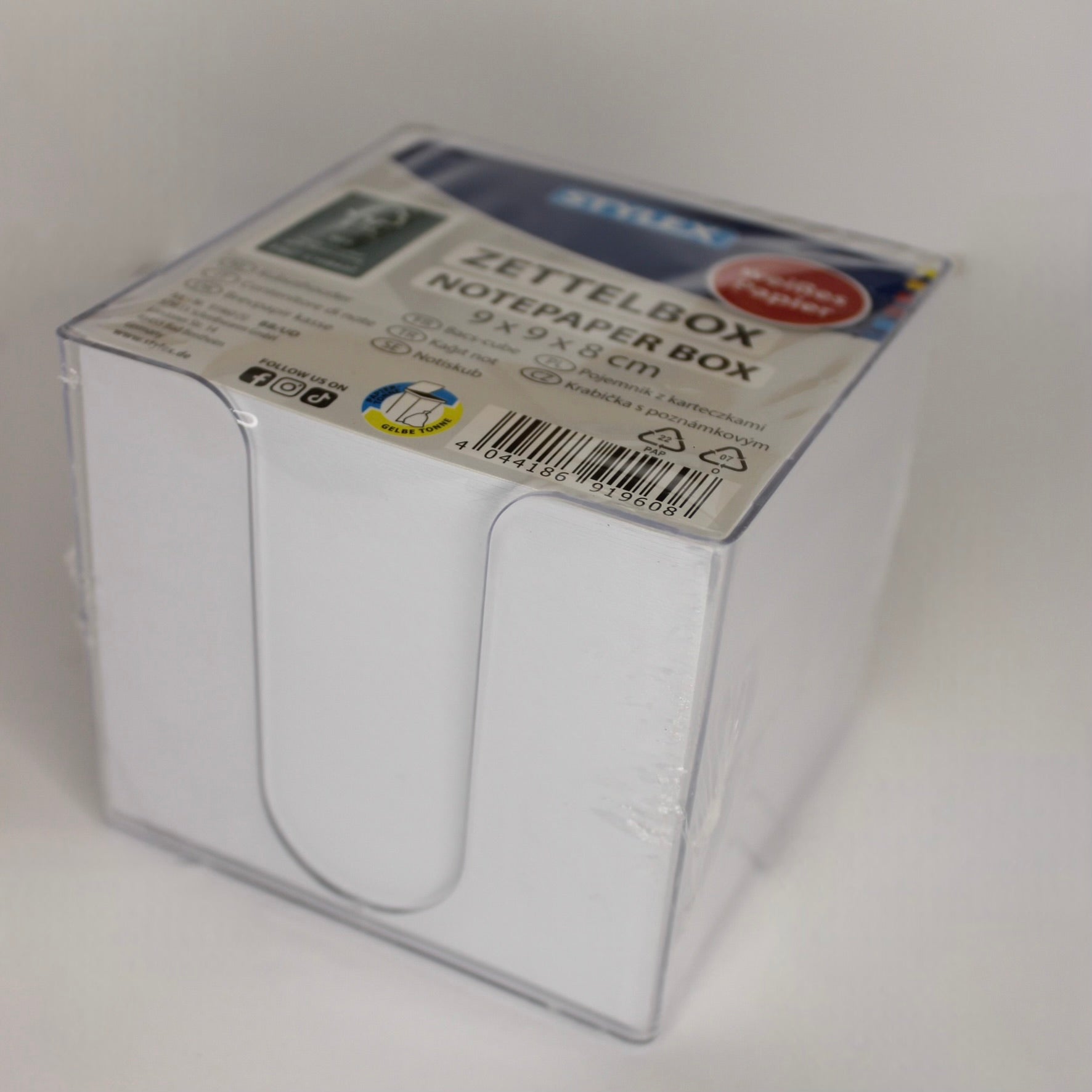 Zettelbox Stylex, glasklar – gefüllt mit 700 Notizzetteln